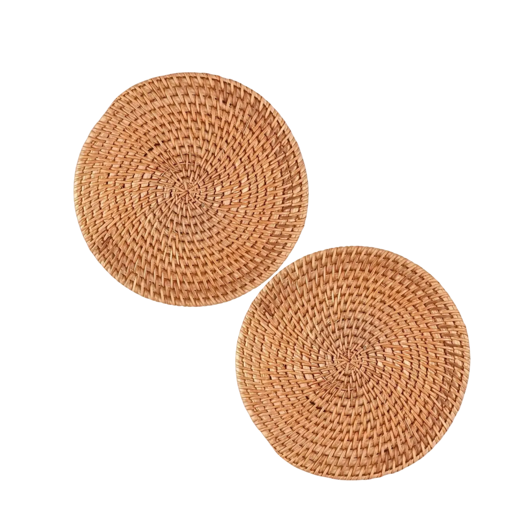 Set of Two Handmade Rattan Coasters