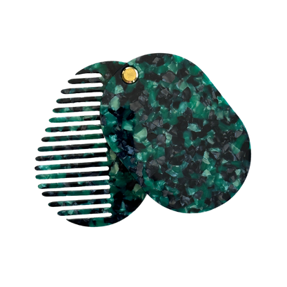 Acetate Hair Comb and Mirror | Green
