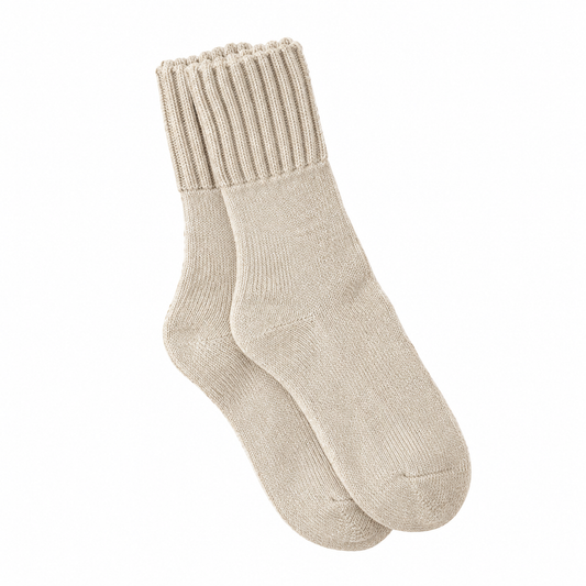 Cozy Ribbed Knit Socks | Light Beige