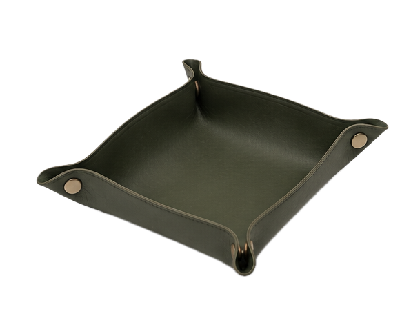 Faux Leather Storage/Display Tray | Olive Green