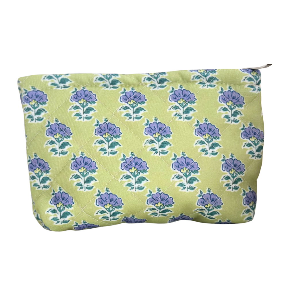Floral Makeup Bag | Green and Purple