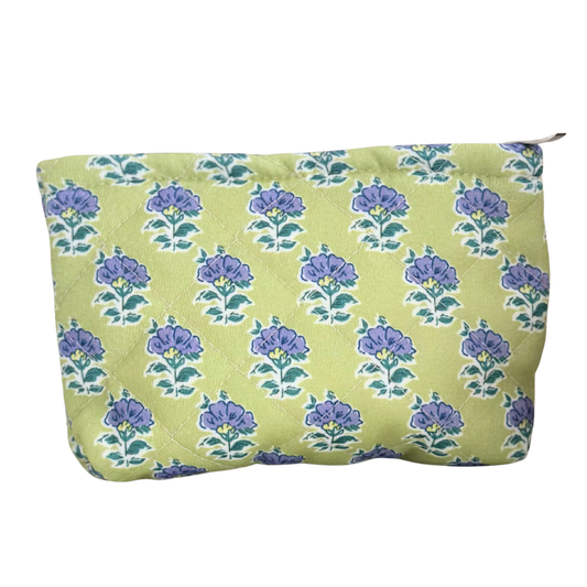 Floral Makeup Bag | Green and Purple