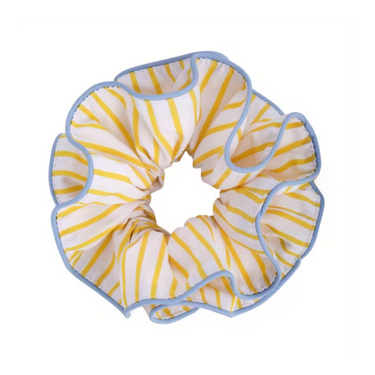 Oversized Wavy Double-Layer Scrunchie | Yellow + Blue