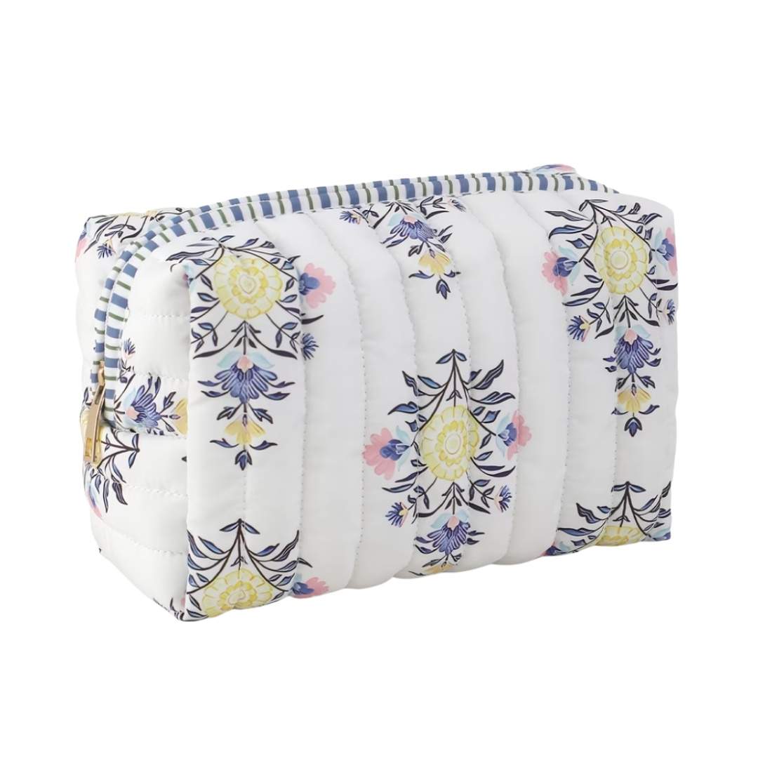 Floral Quilted Makeup Bag