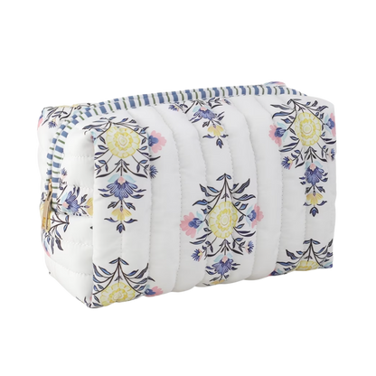 Floral Quilted Makeup Bag