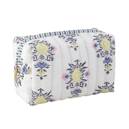 Floral Quilted Makeup Bag