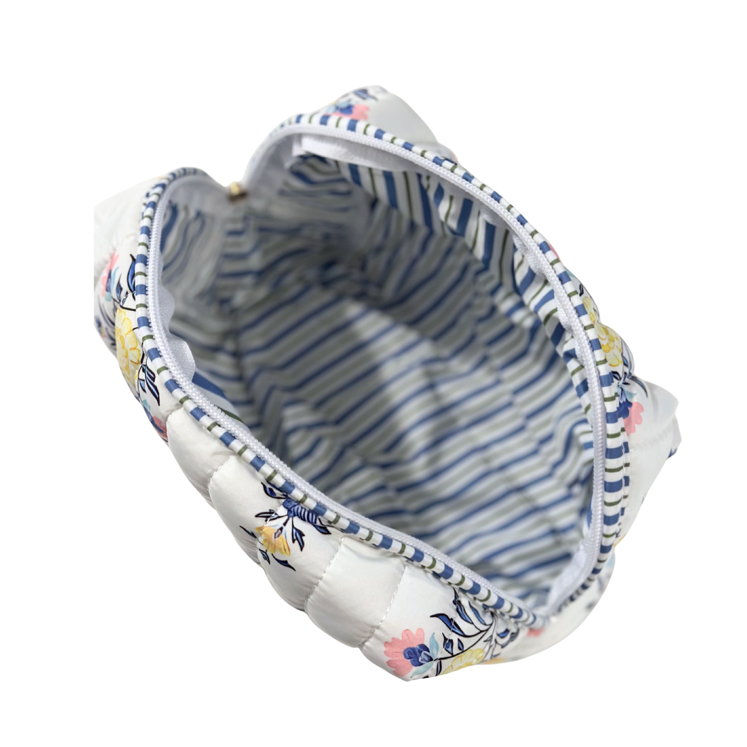 Floral Quilted Makeup Bag