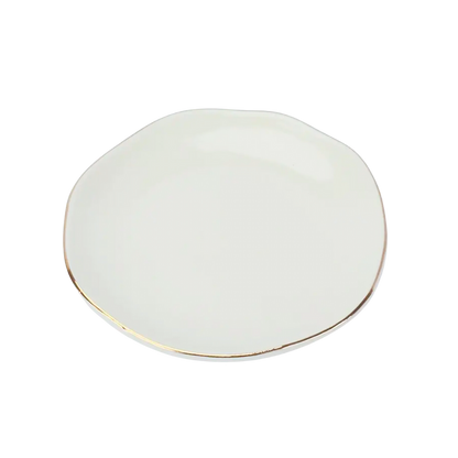 Irregular Ceramic Jewelry Dish | White & Gold