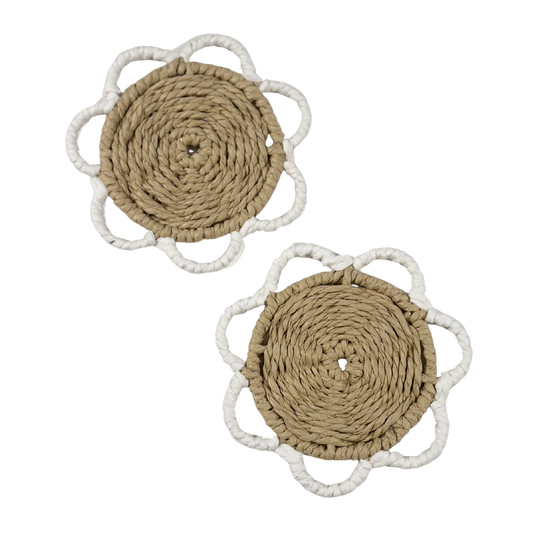 Set of Two Woven Rattan Coasters